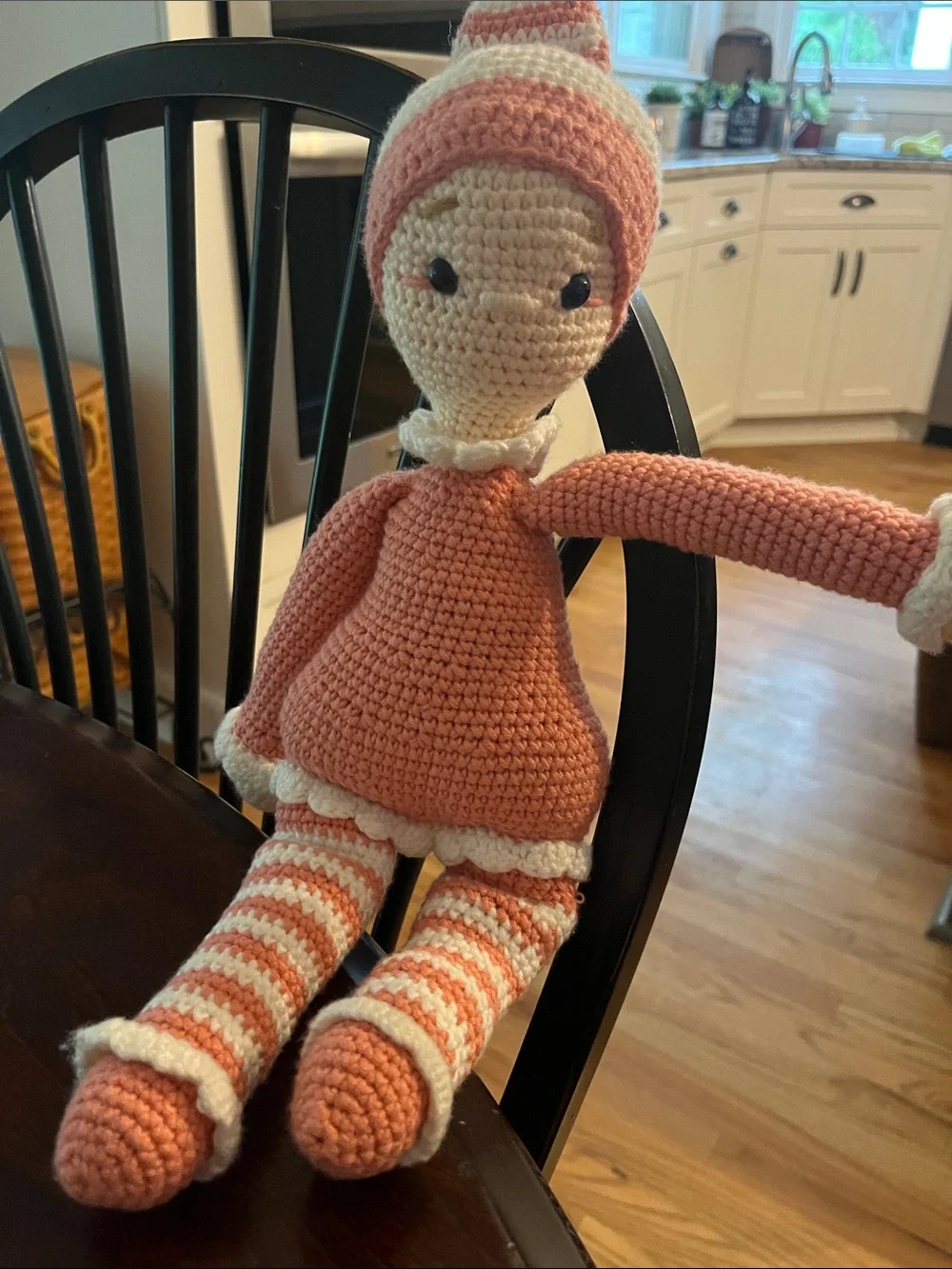 Handmade Crochet Pink and Cream Plush Doll - Kids Toy